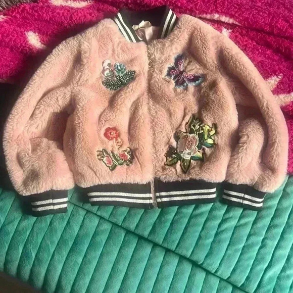 Truly Me by Sara Sara lined pink soft embroidered zip up jacket 3T - Picture 1 of 5